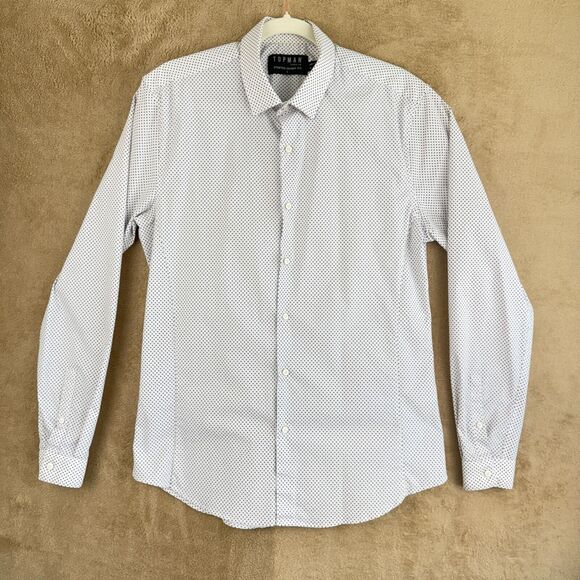 Topman Other - Topman Shirt Mens L White Stretch Slim‎ Long Sleeve Button Down Business Casual